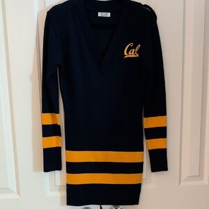 Women's V-Neck Sweater - Navy and Gold